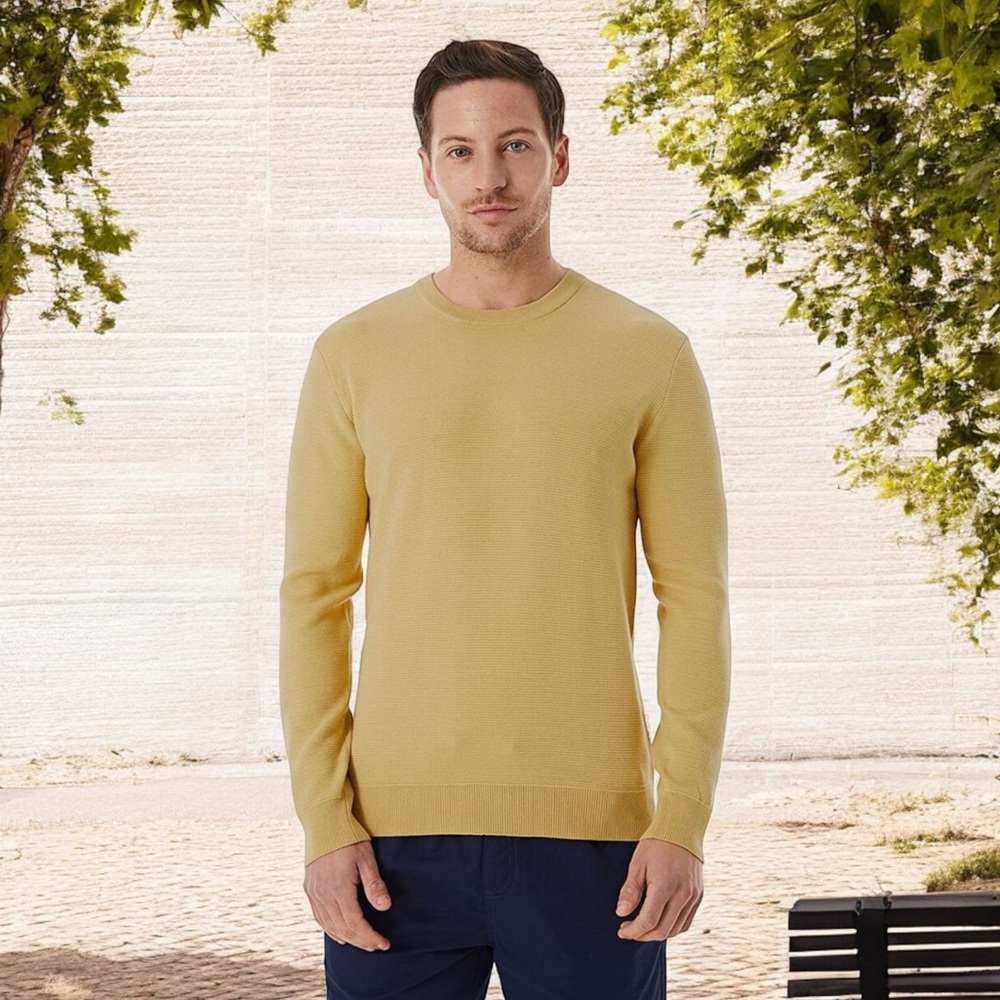 Lello Tricots Men’s Knitted Crewneck Soft Organic Cotton Sweater L NWT